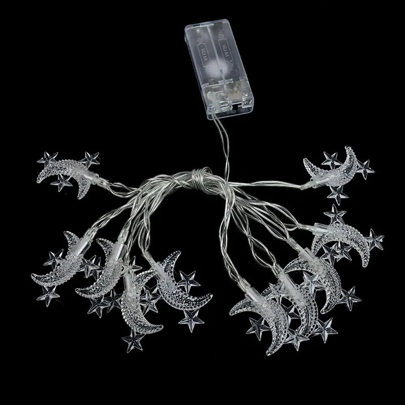 1.5M 10LED Moon Star Eid Mubarak String Light Ramadan Decorations for Home 2023 Ramadan Kareem Islamic Muslim Party Eid Al Adha