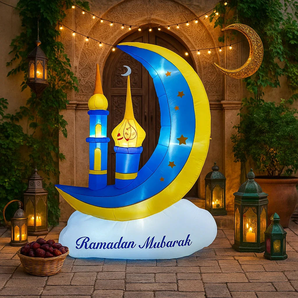 Muslim Islamic Ramadan Inflatable toys LED Decor Airblown Outdoor Yard Garden Eid Mubarak Fasting Celebrate Holiday Ornament