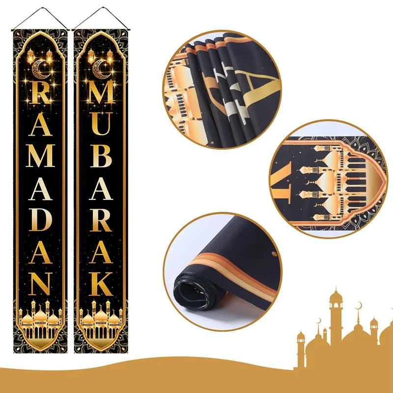 Eid Mubarak Door Banner Ramadan Decoration 2025 for Home Mubarak Ramadan Kareem Islamic Muslim Party Decor Eid Al Adha Gifts