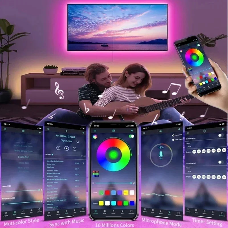 USB Led Strip Lights 5m 10m 20m 30m RGB Led Strip Light TV Backlight Flexible Ribbon Tape Luces Led Light for Room Decoration