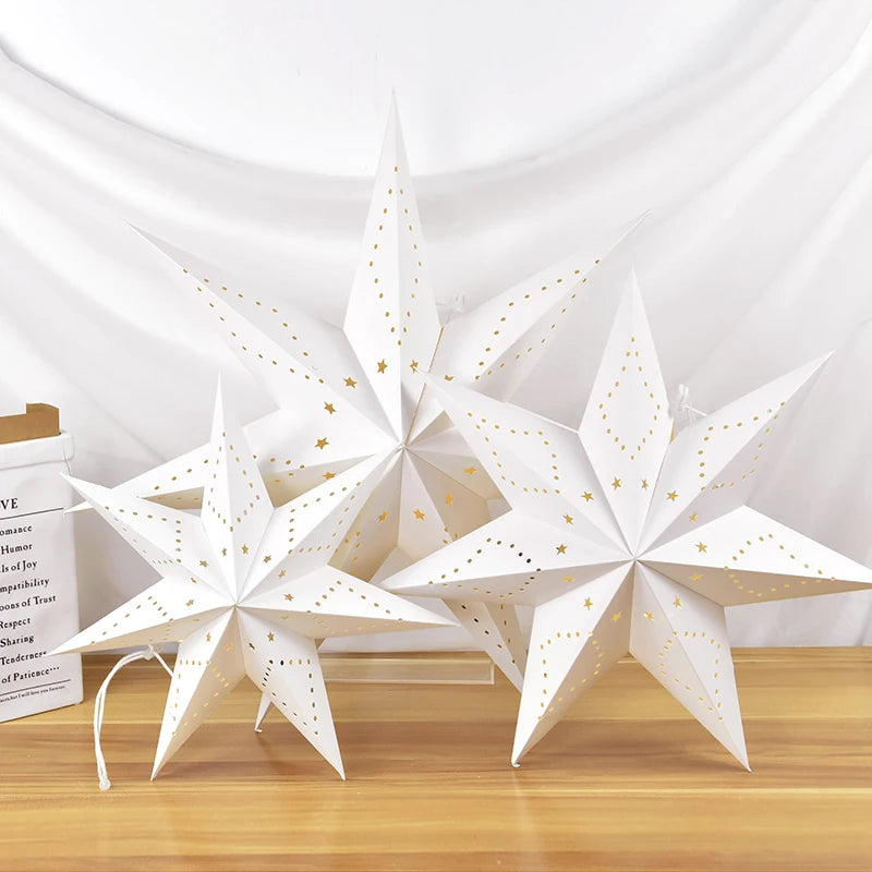 30-60cm Hollow Star Lights Eid Mubarak LED Star Lantern Pendants Ramadan Wedding Decoration Islamic Muslim Party Home Decor Gift