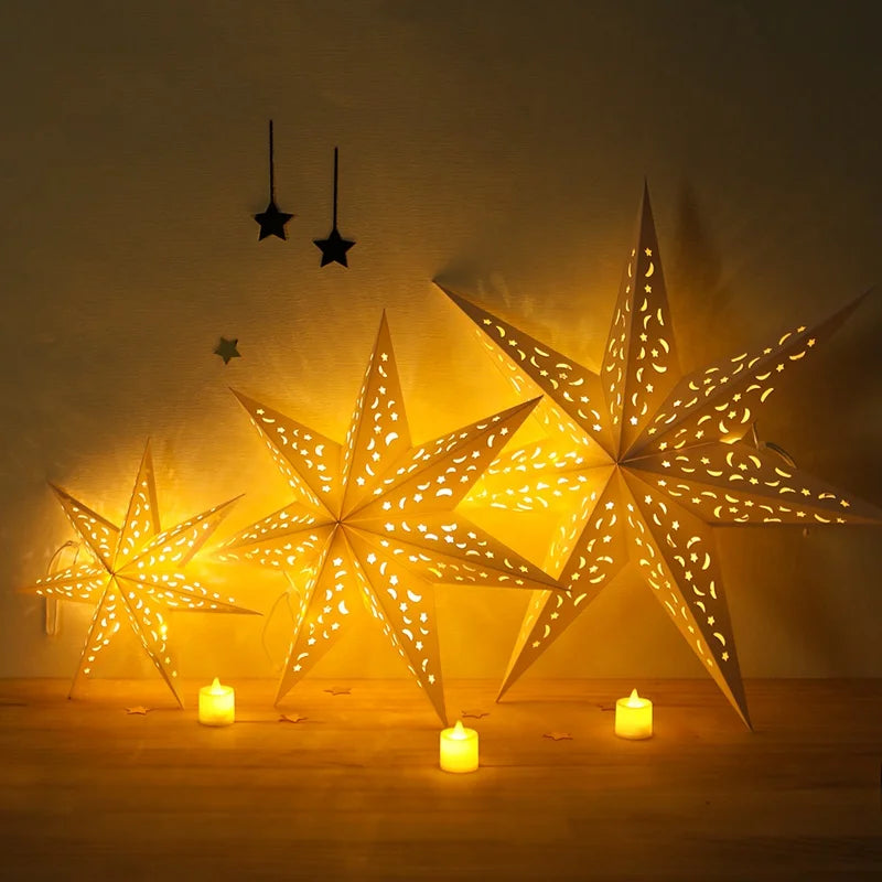 30-75cm Hollow Star Hanging Pendant Eid Mubarak Christmas Ramadan Decoration 2024 Islamic Muslim Party Decor Ramadan Kareem Gift