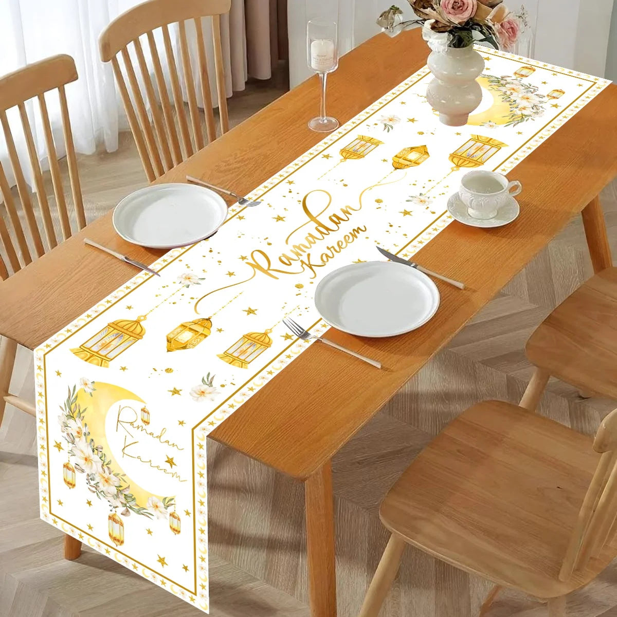 Ramadan Kareem Table Runner Ramadan Decor For Home 2026 Tablecloth Islamic Muslim Party Supplies Ramadan Kareem Eid Al-Fitr Gift