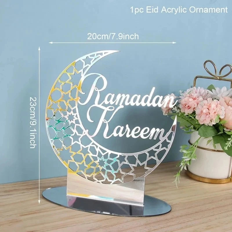Ramadan Tray Table Centerpieces Plate Acrylic Ramadans Eid Mubarak Decorations for Home 2025 Islam Muslim Festival Party Gifts