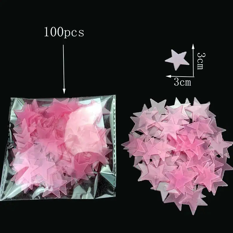 100/50/3pcs Glow In The Dark 3D Star Moon Wall Stickers Glow Sticker Christmas New Year Bedroom Ceilings Decor Glow Wall Sticker