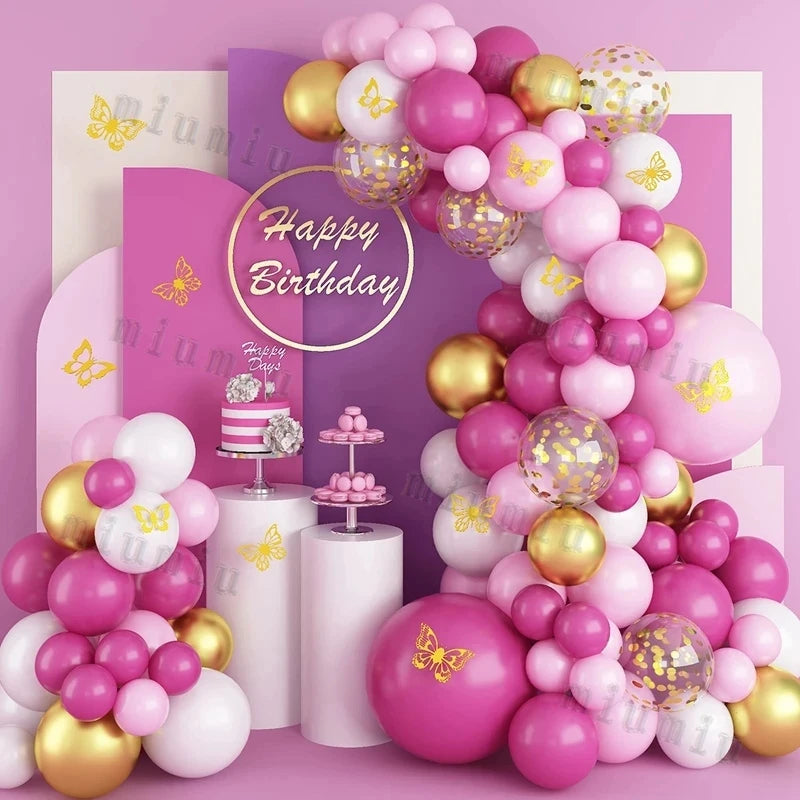 Macaron Pink Balloon Garland Arch Kit Wedding Birthday Party Decor Kids Rose Gold Latex Balloons Baby Shower Decorations Chain
