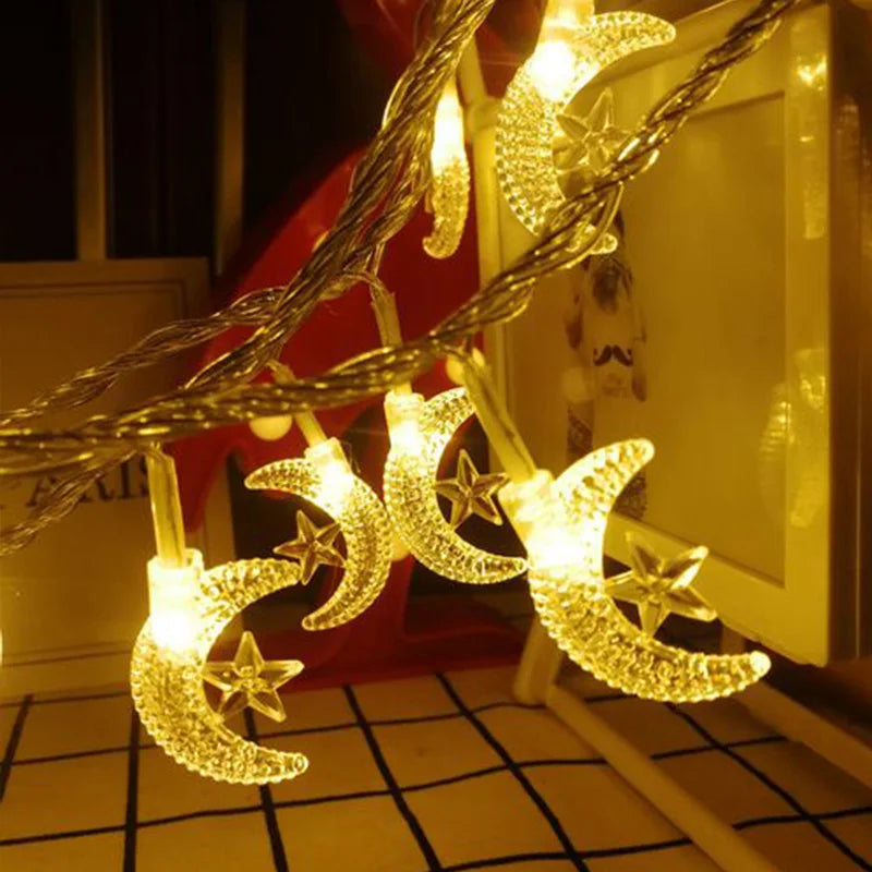 LED Moon & Star String Lights – Eid Ramadan Home Decoration