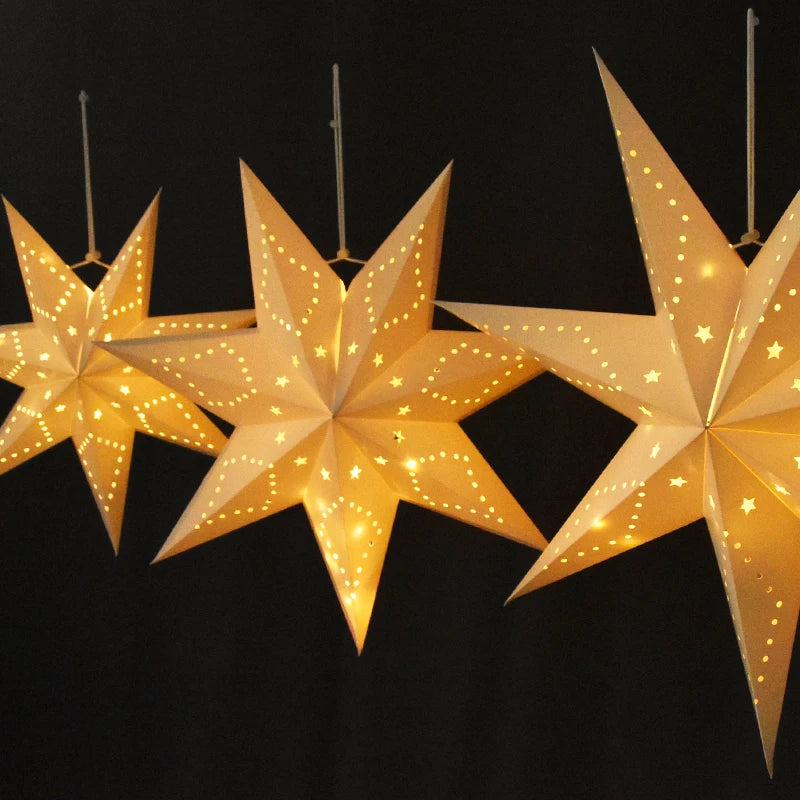 30-60cm Hollow Star Lights Eid Mubarak LED Star Lantern Pendants Ramadan Wedding Decoration Islamic Muslim Party Home Decor Gift