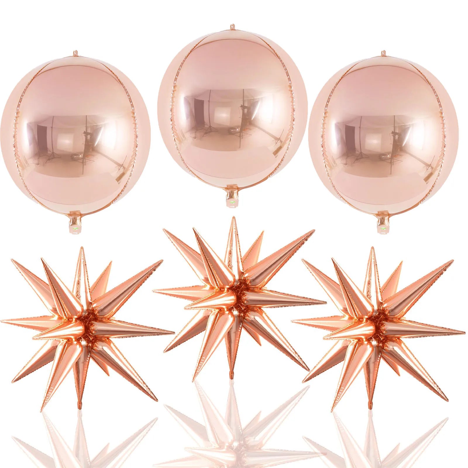 6pcs 22 inch 4D Big Round Exploding Star Foil Balloons Anniversary Birthday Wedding Theme Party Decoration Balloons