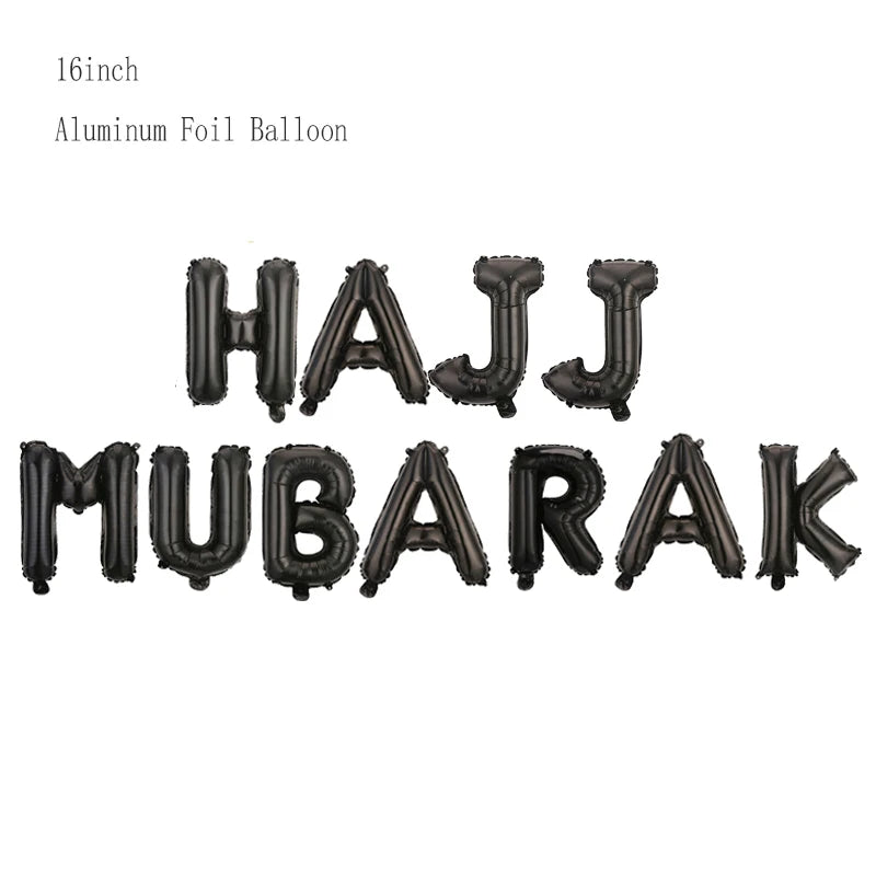 Black Gold Hajj Mubarak Star Moon Letter Foil Balloon Set Eid Mubarak Islamic Muslim Pilgrimage Festival Party Decor Supplies