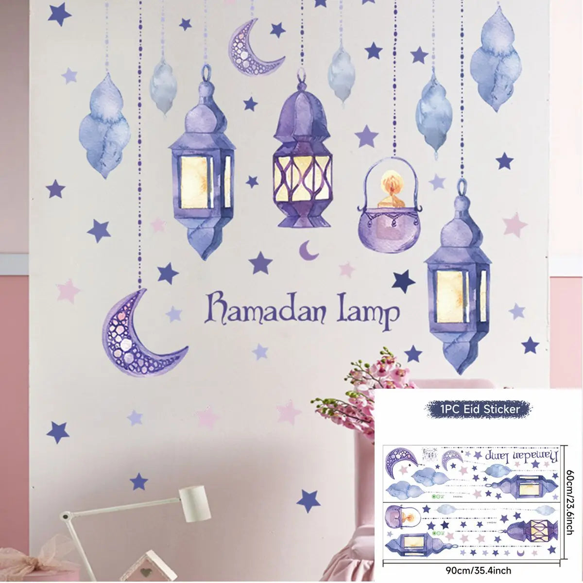 Eid Mubarak Window Stickers Ramadan Decorations for Home Islamic Muslim Party Decor Eid Al Adha Diy Wall Stickers Ramadan Kareem