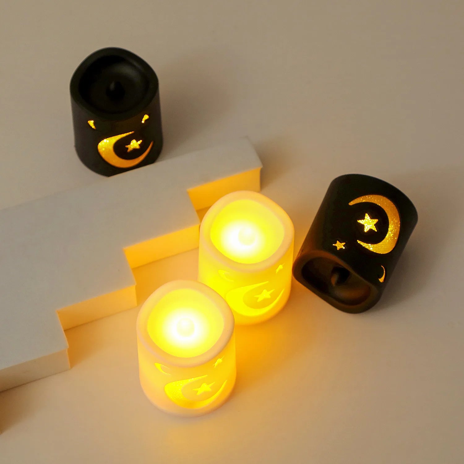 LED Eid Mubarak Lamp,Eid Decorations for Home,Islamic Ramadan Lantern,Candle Lamp Table Centerpiece,Decorative Lanterns as Gifts