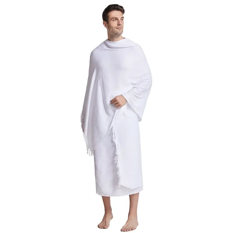 Middle East Arabic Men’s Two-Piece Ihram Pilgrimage Towel Set