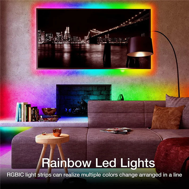 TUYA LED Strip Lights WS2812 RGBIC Addressable Strip Light with Chasing Effect Wifi USB 5V Smartlife Dreamcolor For TV Bedroom