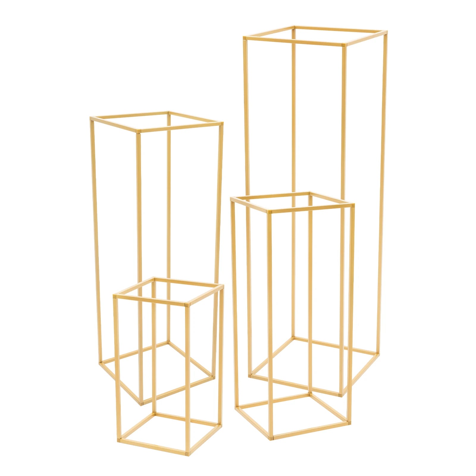 4Pcs Gold Metal Flower Stand Set Rectangular DIY Wedding Party Centerpieces for Table Decor