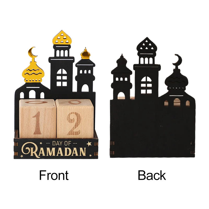 Ramadan Wooden Countdown Calendar Home Table Ornaments Islamic Muslim Party Gift 2026 Eid Mubarak Calendar Blocks Diy Decoration