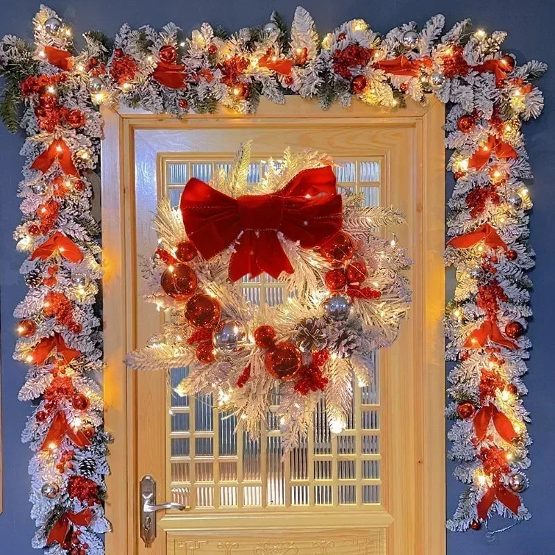 2024 front door Christmas wreath decoration upside down tree vine Christmas door and window decoration supplies