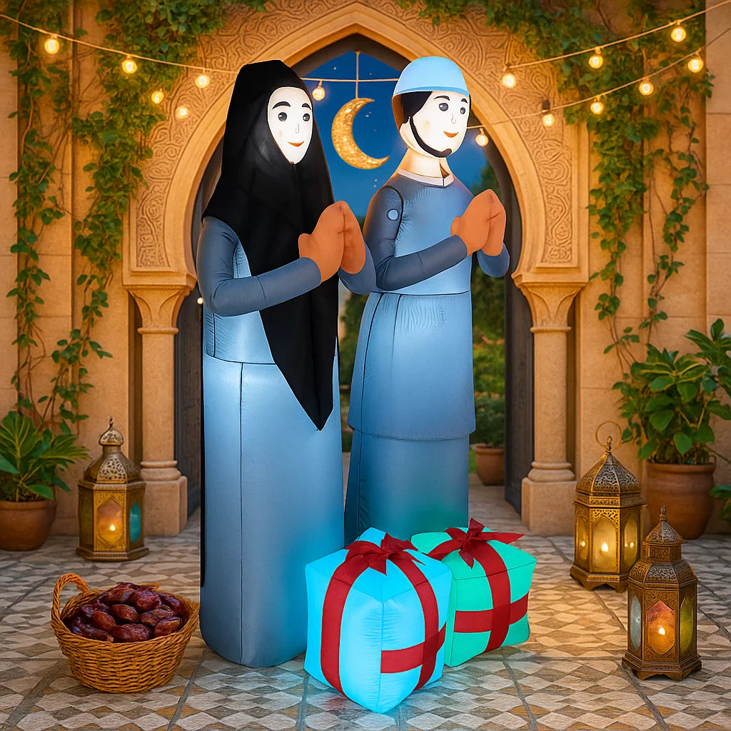 Ramadan Eid Mubarak Inflatable Decorations with LED Lights Muslim Islamic Holiday DIY Party Supplies  Outdoor Yard Ornament