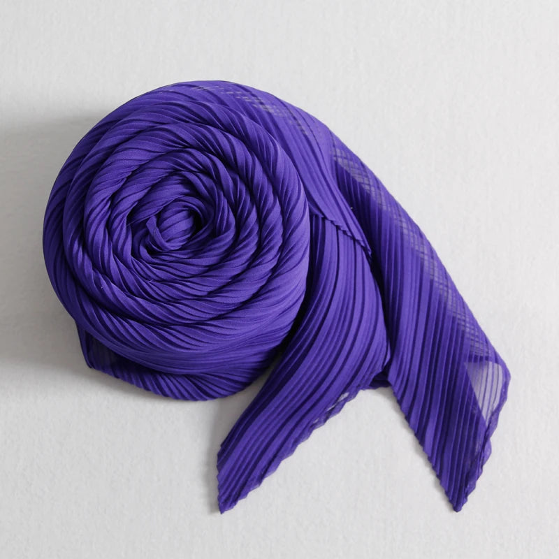 Miyake Pleated Scarf Wide Long Silk 2025 Cape Women Windscreen Shawl Shoulder Designer Korean Scarf Hijabs For Woman