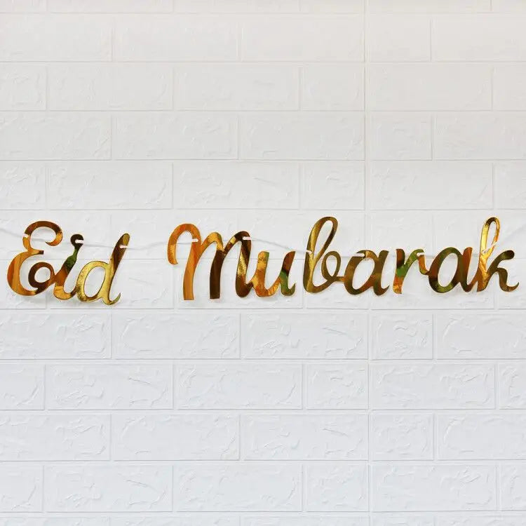 Gorgeous Golden Eid Mubarak & Ramadan Kareem Banner Add a Festive Touch to Your Party