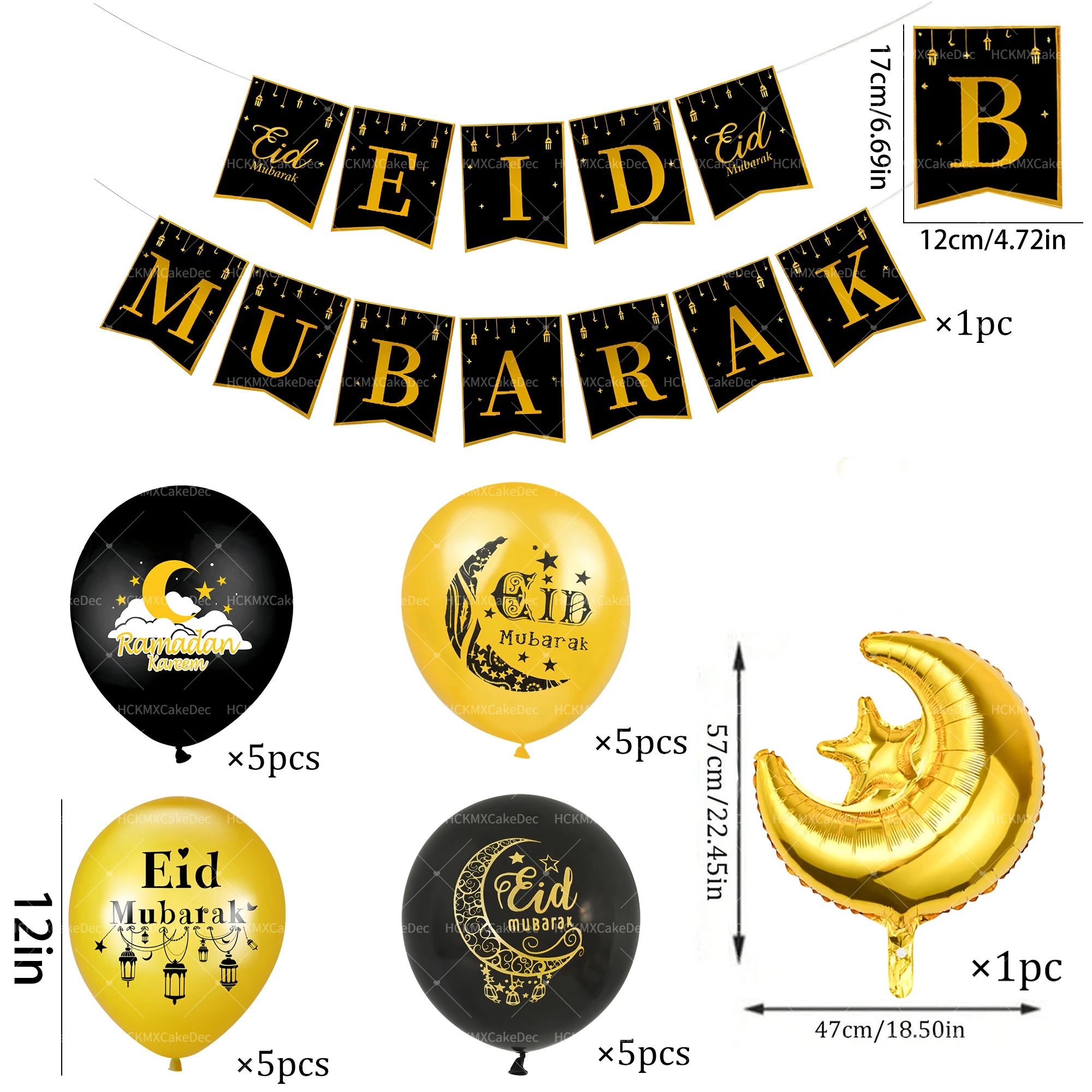 10/11/15/22pcs Eid Mubarak Latex Balloon Ramadan Kareem Decoration Air Globos Ramadan Mubarak Festival Party Supplies