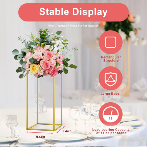 10PCS Metal Flower Stand Floor Vases Flowers Column Stand Road Lead Rack for Wedding Party Birthday Anniversary Decor 24*24*60cm