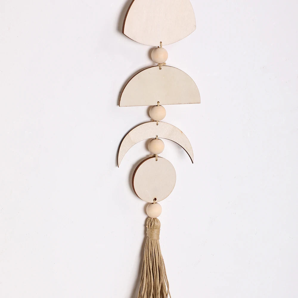 Wooden Moon Phase Wall Hanging Ramadan Decoration Boho Home Wall Decor Moon Garland  Bedroom Living Room Nursery Gift