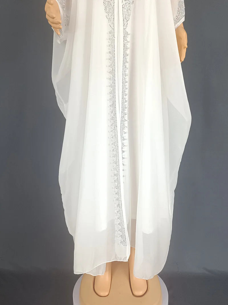 Eid Muslim Dress for Women – Hooded 2-Piece Diamond Jalabiya Kaftan