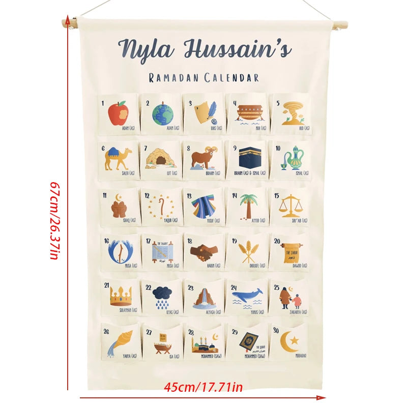 Personalised Prophet’s Theme Ramadan Countdown Calendar Eid Al-Fitr Gift Muslim Islamic Eid Mubarak Home Wall Hanging Decoration