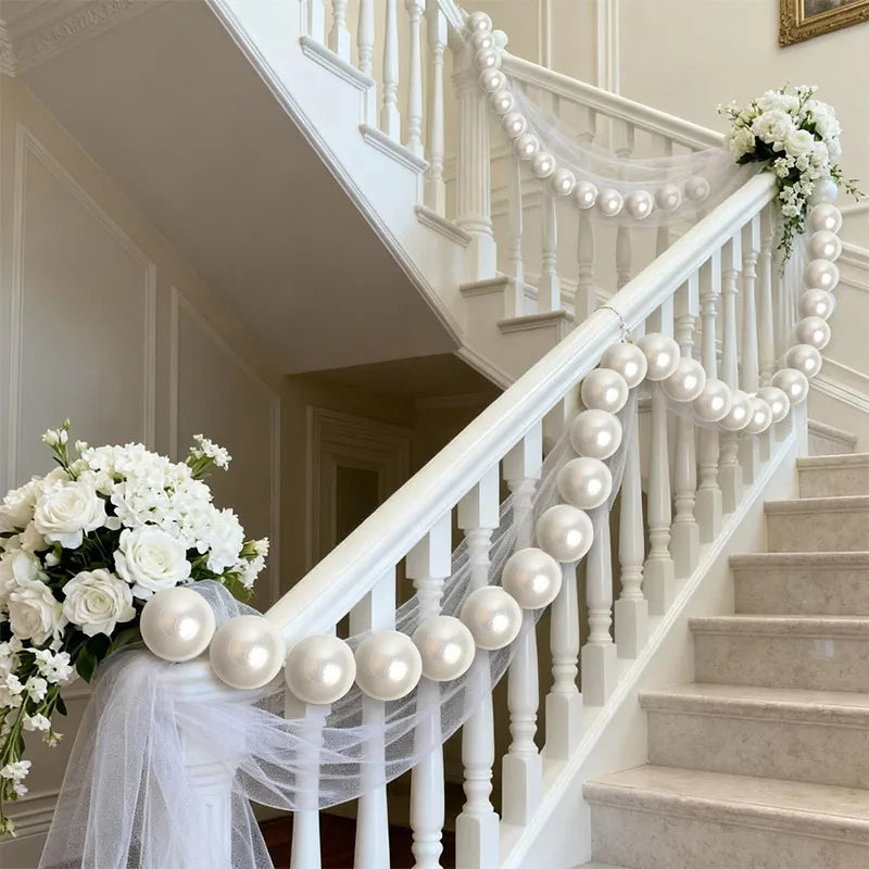 Wedding Party Big Pearl Decor Wedding Supplies Birthday Party Artificial Pearls Diy Beaded Garland White Ball Pendant & Figurine