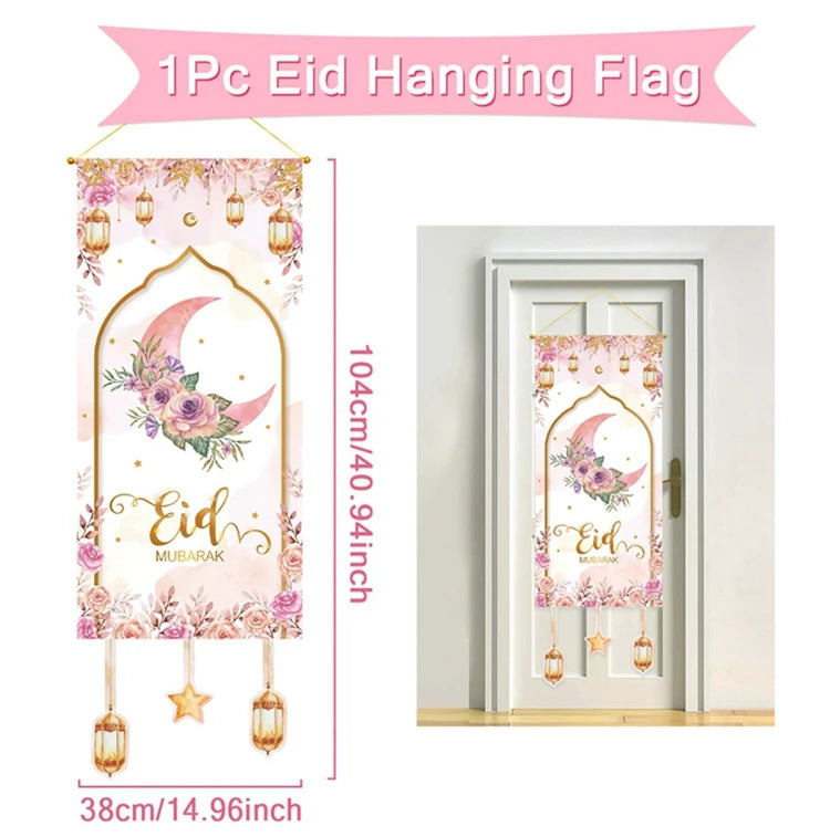 Eid Mubarak Decoration Hanging Flag Eid Mubarak Decor 2025 for Home Islamic Muslim Party Decor Ramadan Kareem Eid Al-Fitr Gift