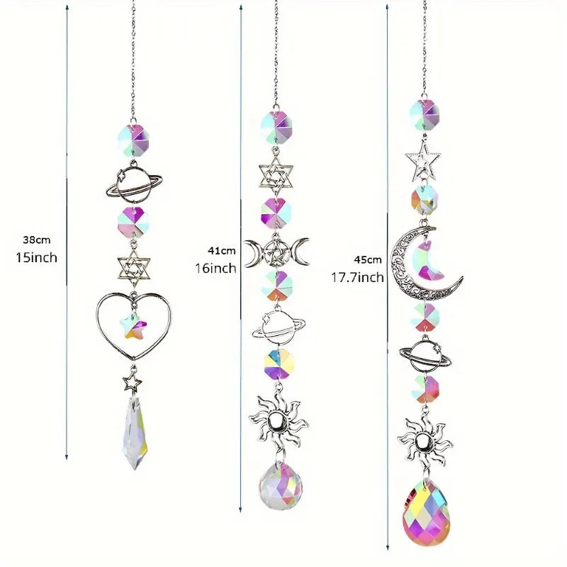 1Pc Galaxy Star Moon Crystal Wind Chime Pendant for Home Decor Garden Suncatcher Dream Catcher Pendant Holiday Party Supplies