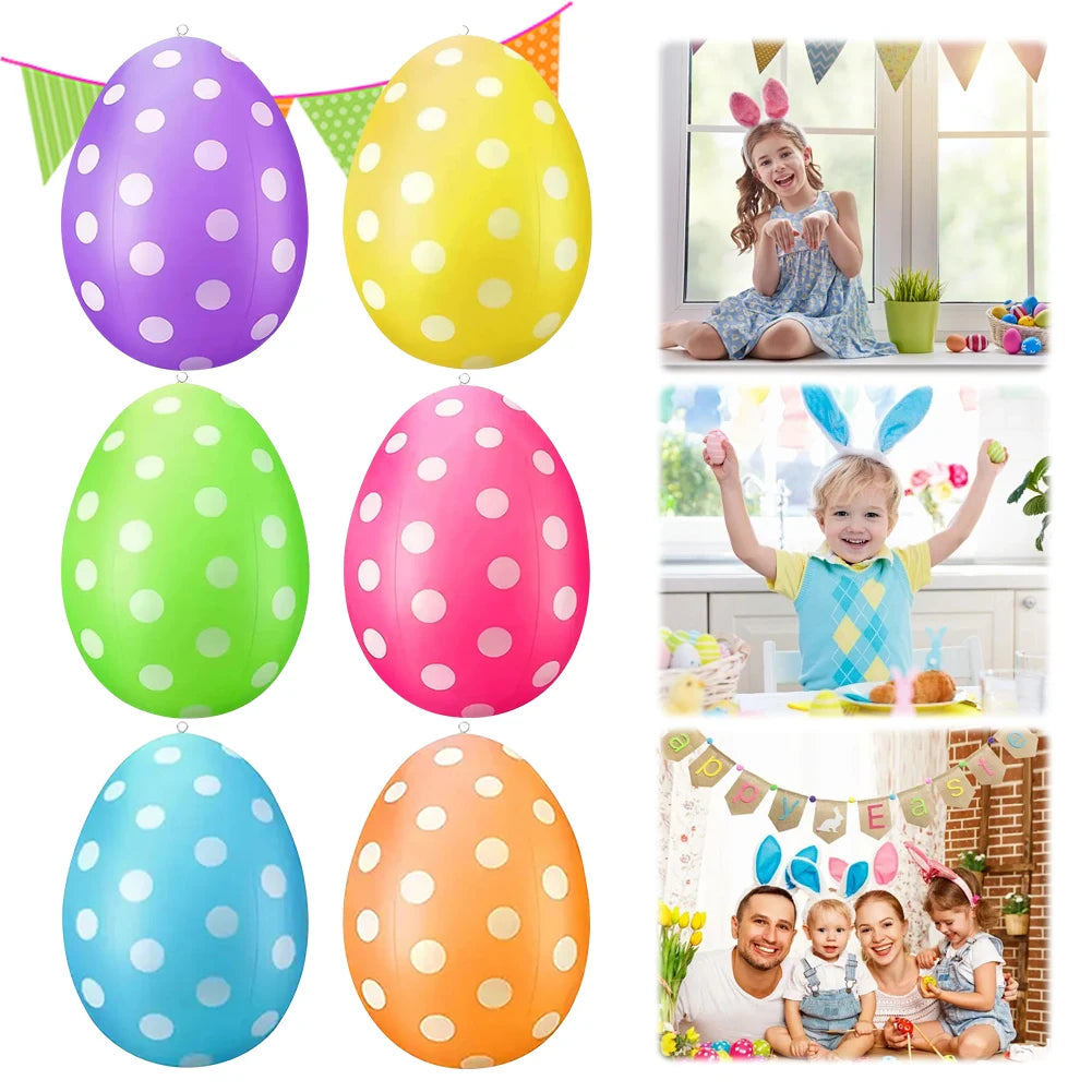 Easter Giant Egg Balloon Multifunction PVC Egg Ornament Wear Resist Colored Egg Balloon for Outdoor Garden Yard Lawn Pendant