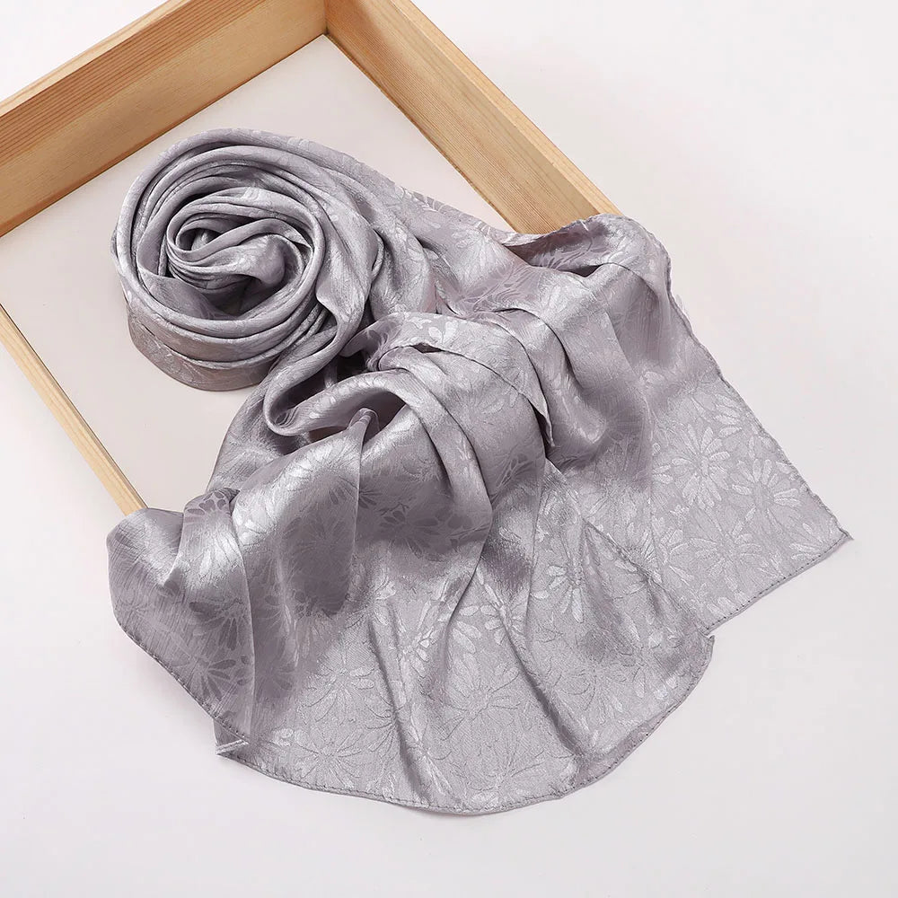 Premium Glimmer Satin Silk Crepe Crinkle Shawl Glitter Breathable Light Weight Muslim Women Scarf Hijab Long Shawl