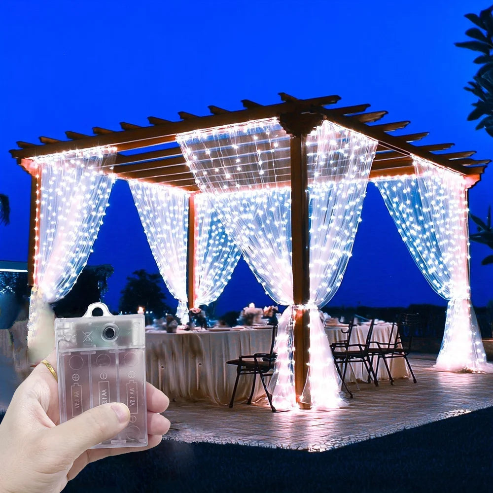 LED Curtain String Light 2026 Ramadan Decoration for Home Fairy Battery Power Valentine's Day Eid Mubarak Wedding Outdoor Decor