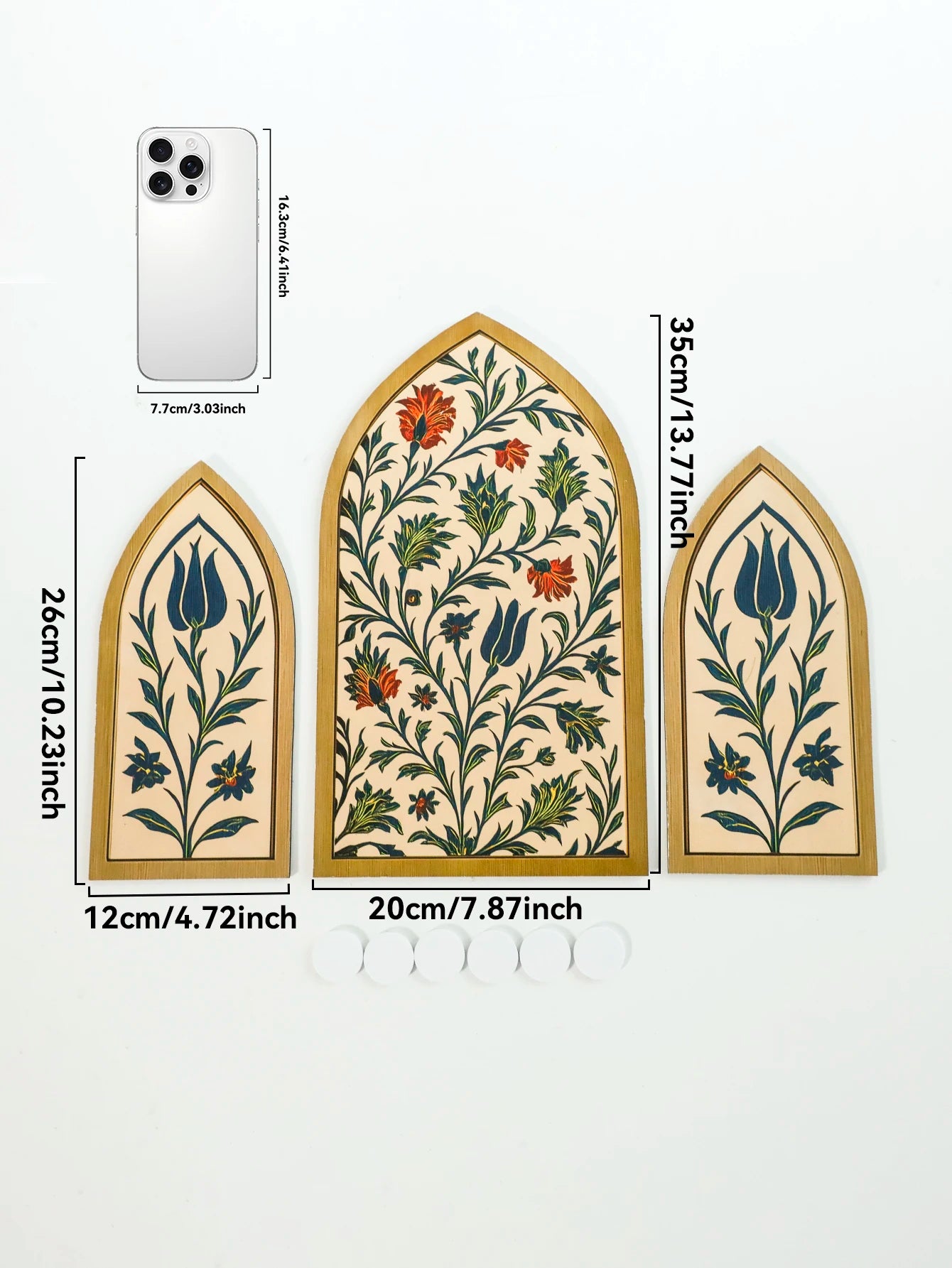 3pcs Islamic Arch Window Style Wall Hanging Floral Pattern Decor Wall Stickers for Ramadan & Eid Home Decor Muslim Festival Gift