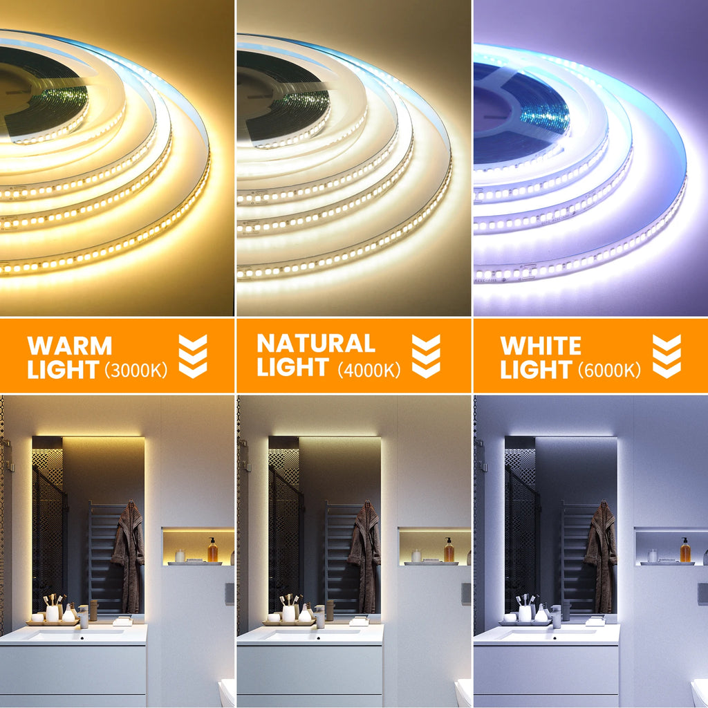 110V 220V LED Strip 2835 240LEDs/M Flexible 10CM Cuttable 5m 10m 15m 20m Soft Light Bar IP44 Waterproof Adhesive Tape Lamp