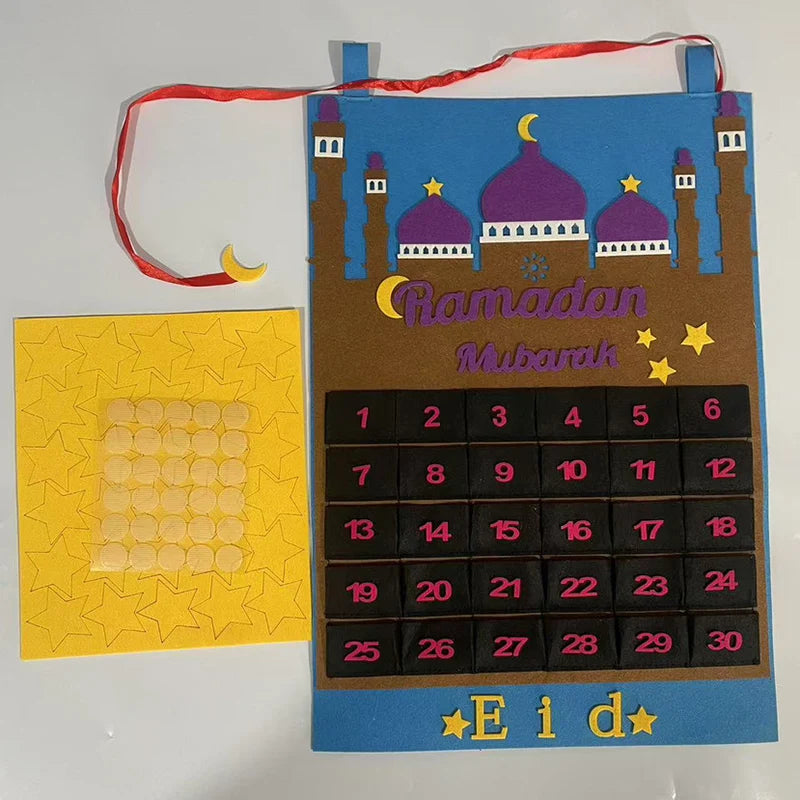 2026 Eid Mubarak Countdown Calendar Ramadan Muslim Party Hanging Calendar Decoration Craft Eid Al-adha Desktop Ornaments Gifts