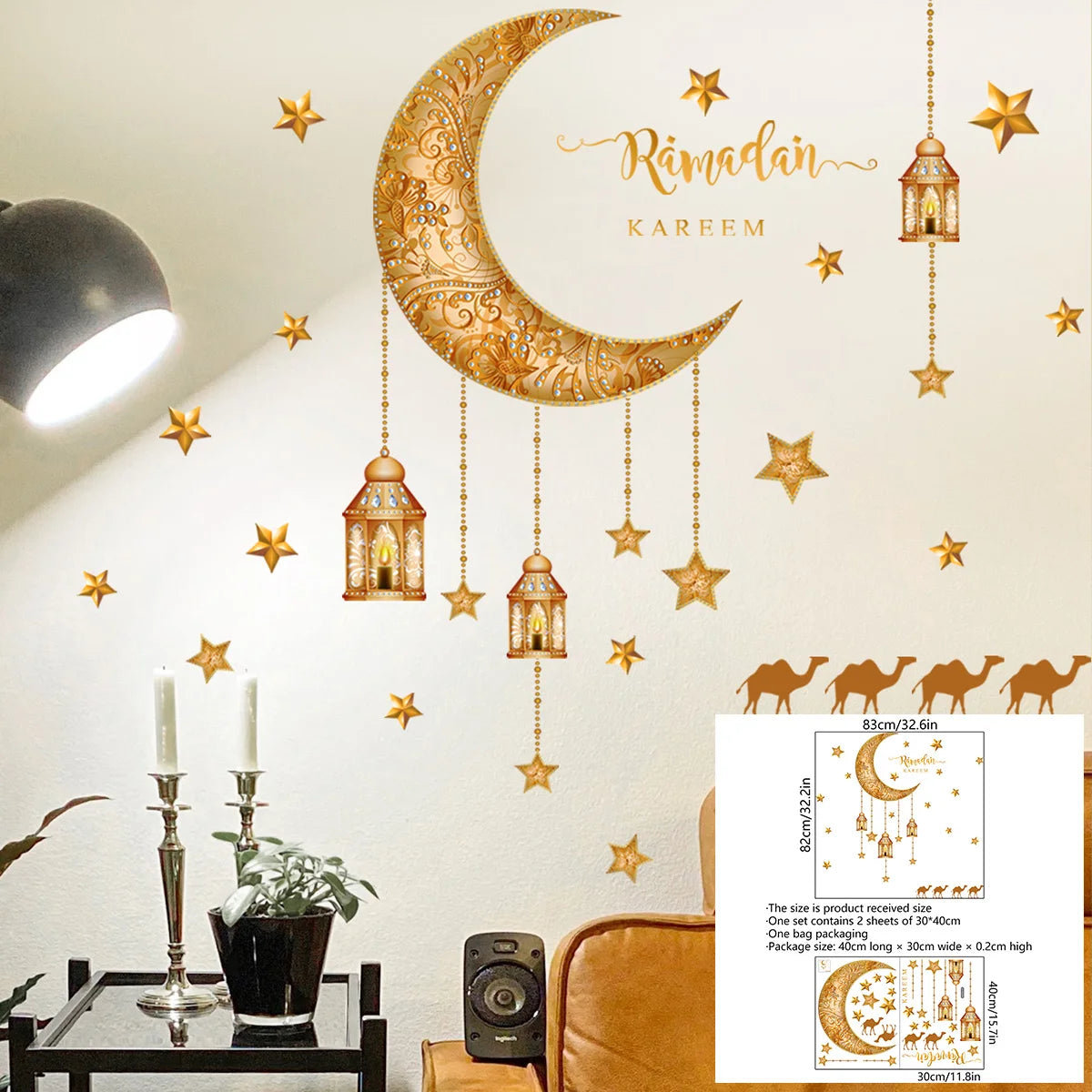 Eid Mubarak 2024 Window Stickers Ramadan Decorations for Home Islamic Ramadan Kareem Muslim Party Decor Eid Mubarak Gift Al Adha