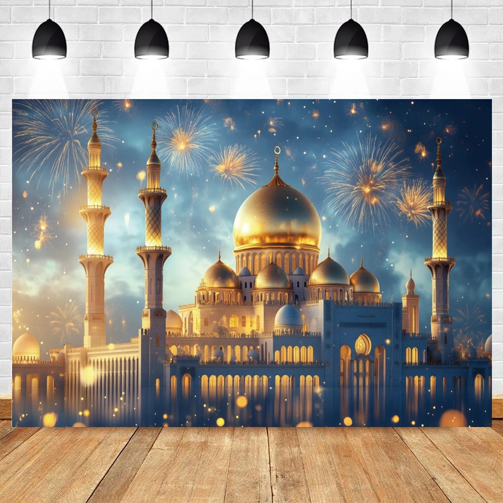 Eid Mubarak Ramadan Decoration Photography Background Islamic Muslim Mosque Moon Eid al Fitr Family Party Photo Backdrop Banner