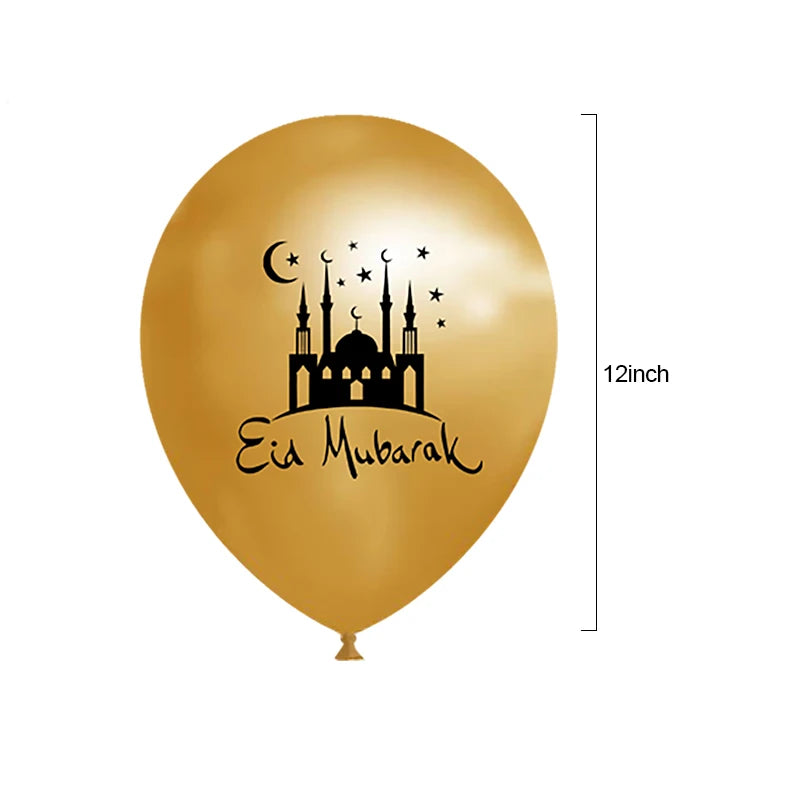 10Pcs Eid Mubarak Latex Confetti Balloons Islamic Muslim Party Supplies 2023 Ramadan Kareem Decoration For Home Eid Al Adha Gift