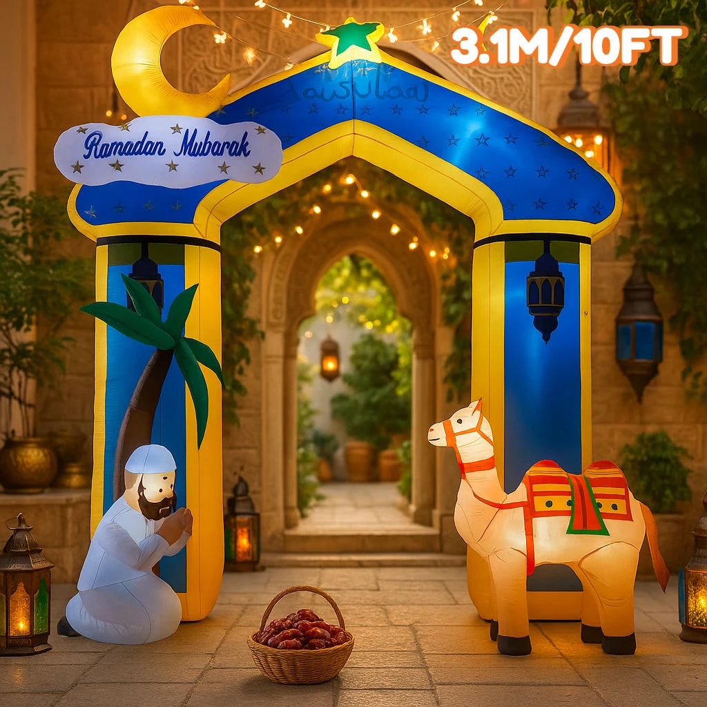 Ramadan Eid Mubarak Inflatable Decorations with LED Lights Muslim Islamic Holiday DIY Party Supplies  Outdoor Yard Ornament