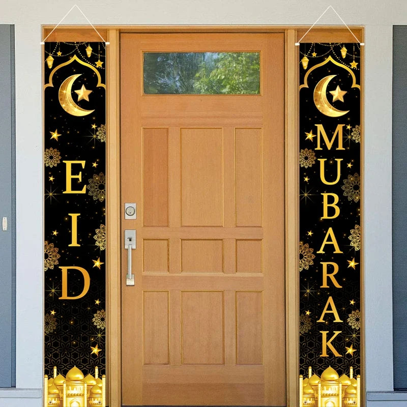 Eid Mubarak Door Banner Ramadan Decoration for Home 2025 Mubarak Ramadan Kareem Islamic Muslim Party Decor Eid Al Adha Gifts