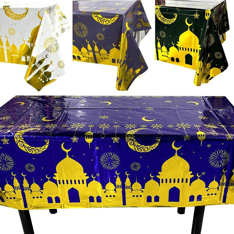 Eid al Fitr Party Gift Box Balloon Flag Set Muslim Ramadan Party Tableware Party Companion Gift Box Biscuit Bag Decorative Card