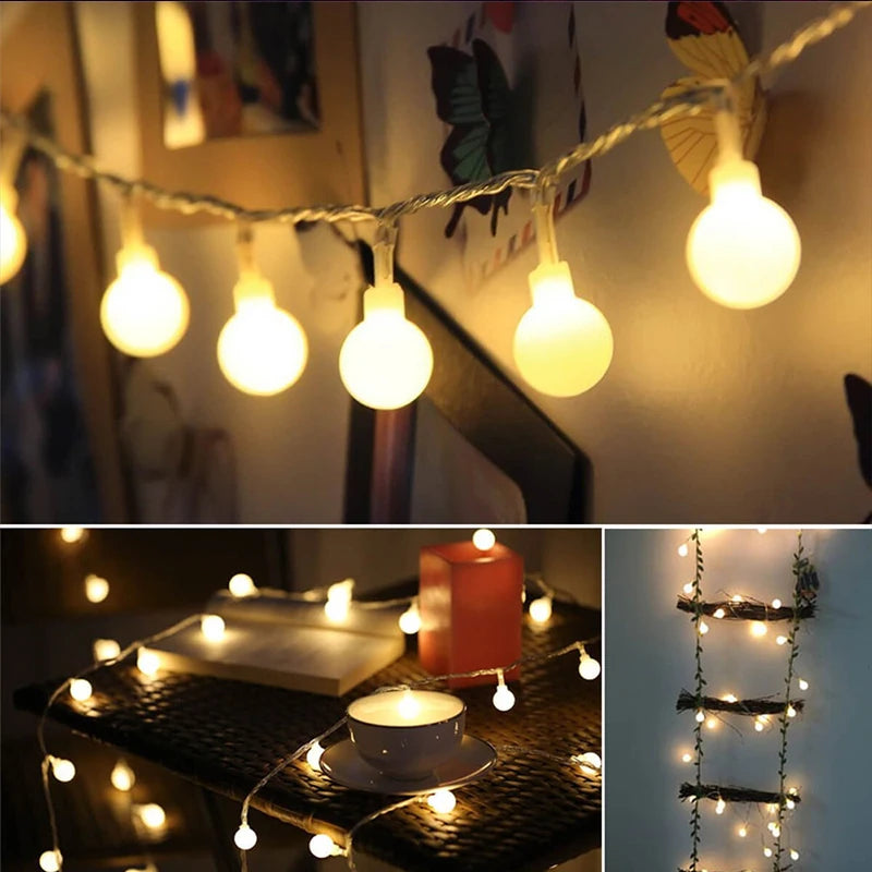 Led String Lights Usb Festoon Lights Outdoor Waterproof String Ball Lights Bedroom Christmas Lights Tree Fairy Lights Warm White
