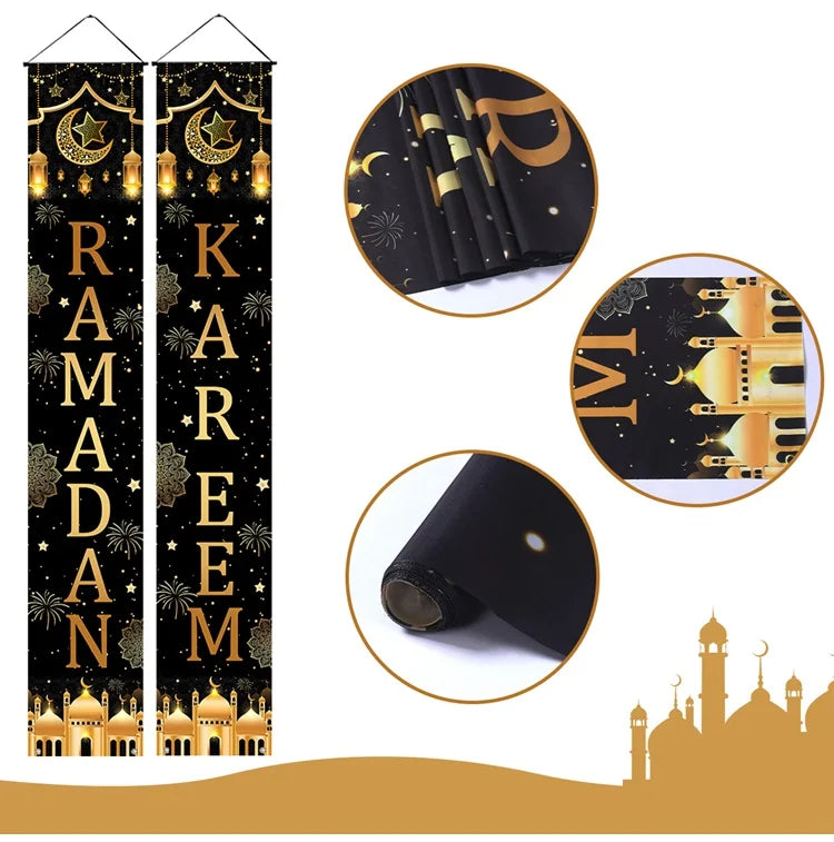 Eid Mubarak Door Banner Ramadan Decoration 2025 for Home Mubarak Ramadan Kareem Islamic Muslim Party Decor Eid Al Adha Gifts