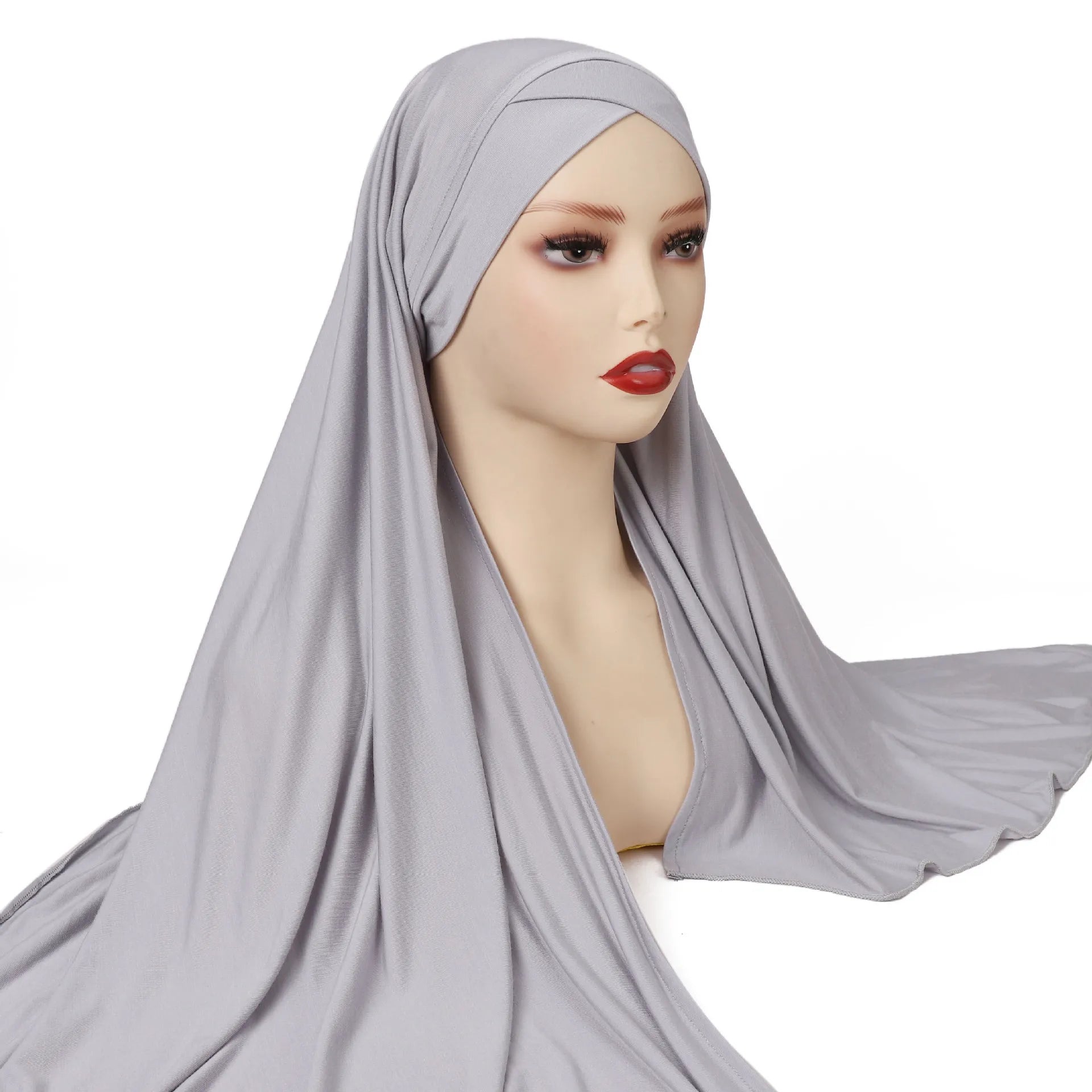 Women Turban Modal Jersey Hijab Lightweight Soft Forehead Cross Instant Hijab Shawls and Wraps Muslim Stretch Head Scarf Mujer