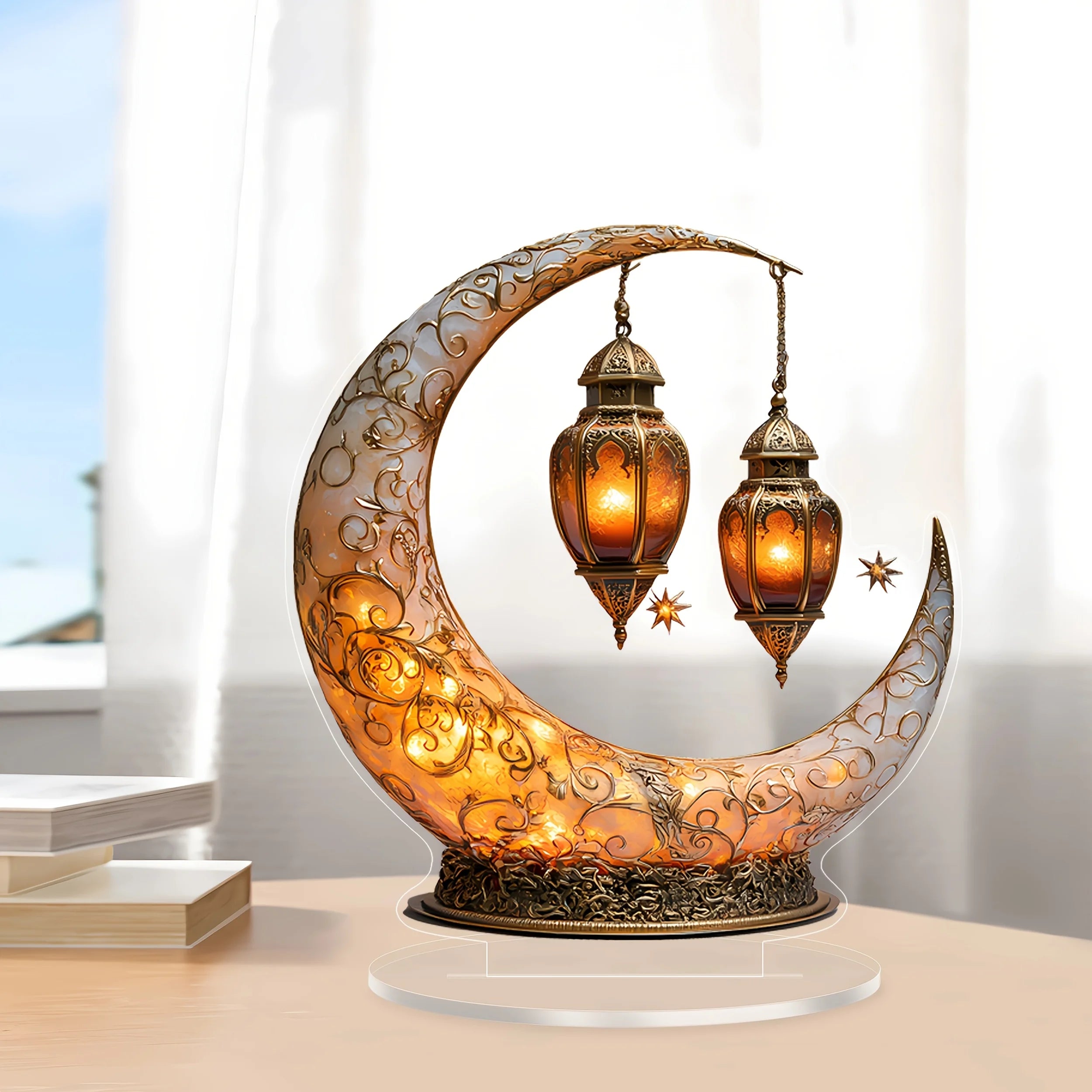 1PC 2D Theme decoration ornament with moon and stars Home,Office,Cafe,room,Studio,display Case,Table Ornament Desktop Decor