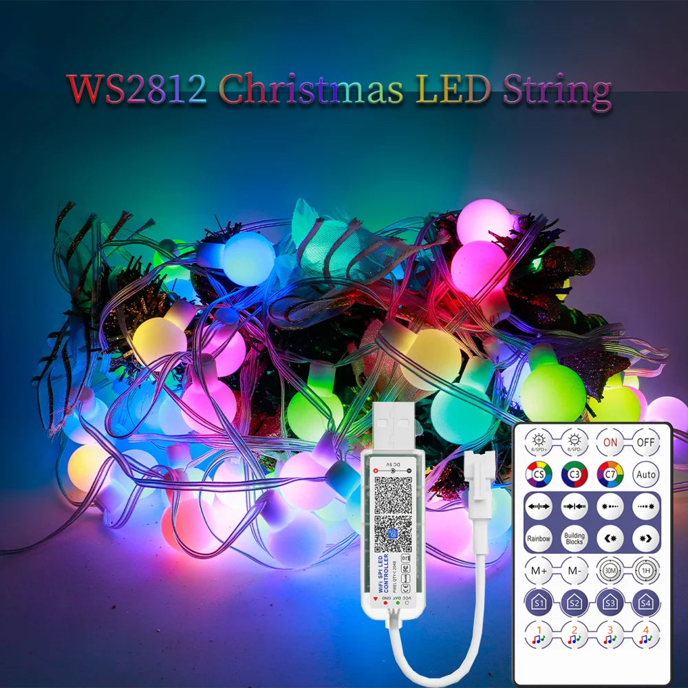 WS2812B Lights Christmas Ball Bubble WS2812 30/60leds/m Addressable led light striping Fairy Lantern lights decorations outdoor