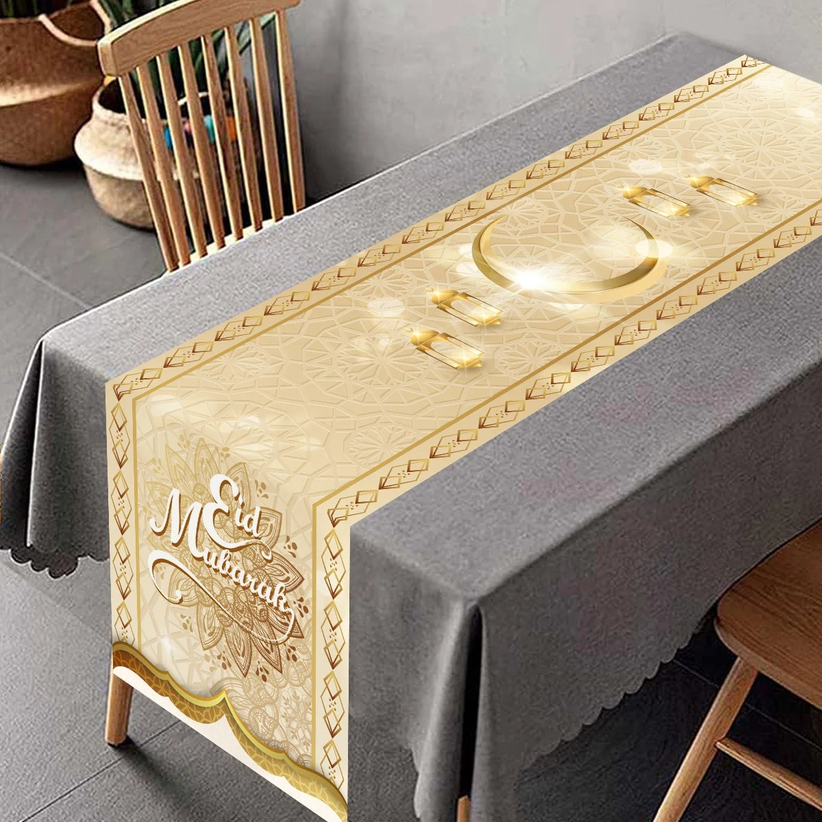 2026 Eid Mubarak Table Runner Ramadan Decor for Home Kitchen Dinning Islamic Muslim Party Decor Ramadan Kareem Eid Al Adha Gift